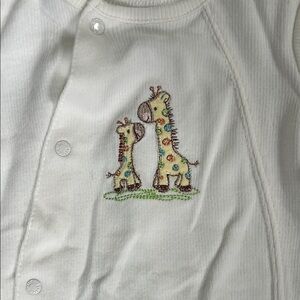 White Giraffe Embroidered Newborn Onesie